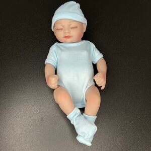 Realistic Baby Girl Doll 12" Newborn Blue Outfit Silicone Life-Like
